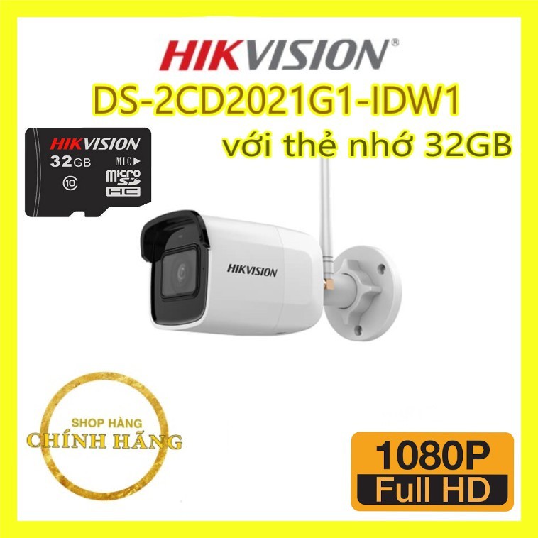 [ SẢN PHẨM BÁN CHẠY] Camera IP hồng ngoại không dây DS-2CD2021G1-IDW1 2.0 Megapixel HIKVISION + thẻ nhớ 32GB