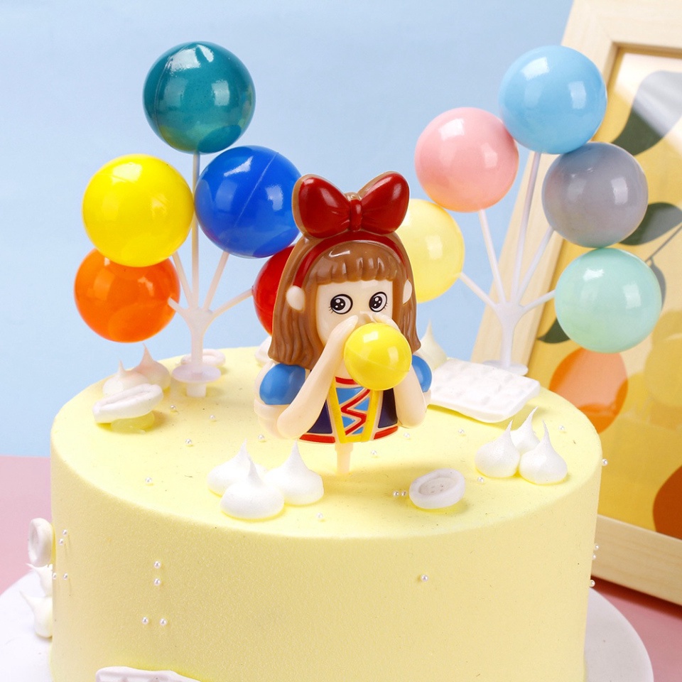 trang trí bánh kem [FREESHIP❤️] que nhựa bé gái thổi bóng