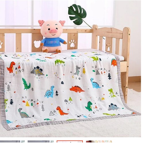 Chăn đắp cho bé sợi tre 4 lớp HBQKids viền màu KT 120cmx120cm