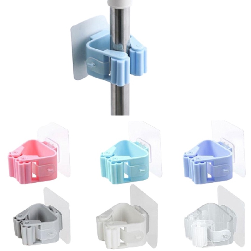 Móc treo chổi, cây lau, kẹp đồ đa năng loại dán tường siêu dính No.101256