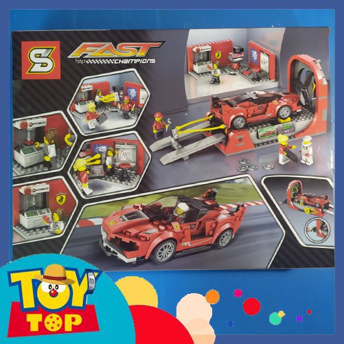 Bộ đồ chơi Non - lego city sy 6786 lắp ráp xếp hình Fast : Trạm bảo dưỡng xe đua màu đỏ Ferrari FXX K