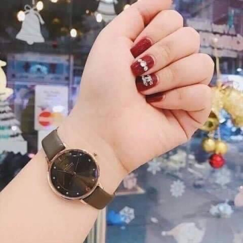 Đồng hồ Nữ dây da nâu skagen nữ tính case 29mm thời trang