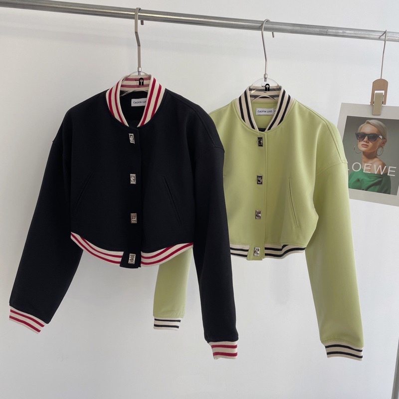 Áo khoác nữ dáng bomber croptop thương hiệu thời trang cao cấp Calvinluo