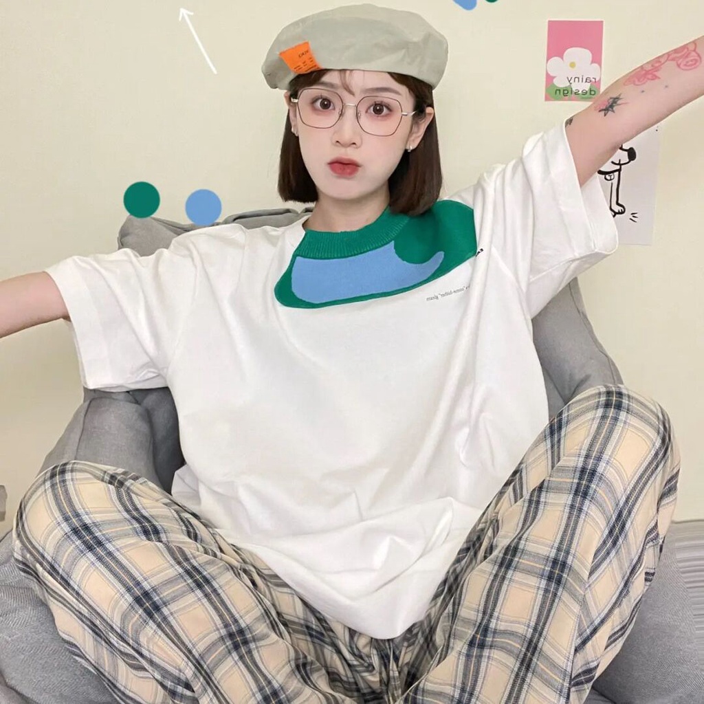 NRVP Áo Thun Cotton Tay Ngắn Cổ Tròn Màu Trơn Thời Trang Dành Cho Nữ