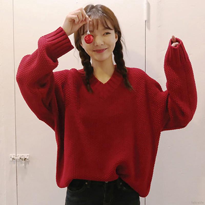 Áo Sweater Nữ Tay Dài Cổ Chữ V Thời Trang