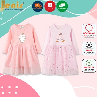 Váy cho bé gái - Váy dài tay cho bé gái cotton cao cấp Jenis nhiều mẫu JHT