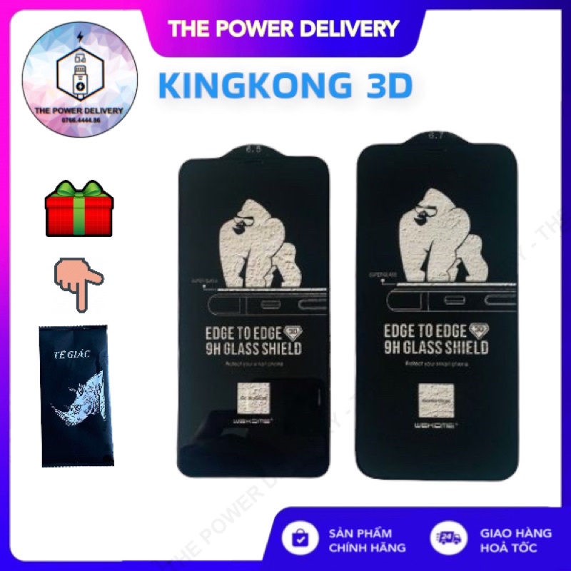 Kính Cường Lực KingKong Full Màn dành cho IP X trở lên, Chống bám bụi, Chống vân tay, 2 lớp nano mượt mà