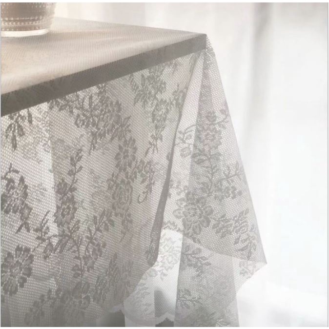 💥Siêu rẻ💥Khăn trải bàn vải voan ren hoa trắng vintage trang trí bàn học, bàn ăn, trải picnic, decor phòng ngủ, studio