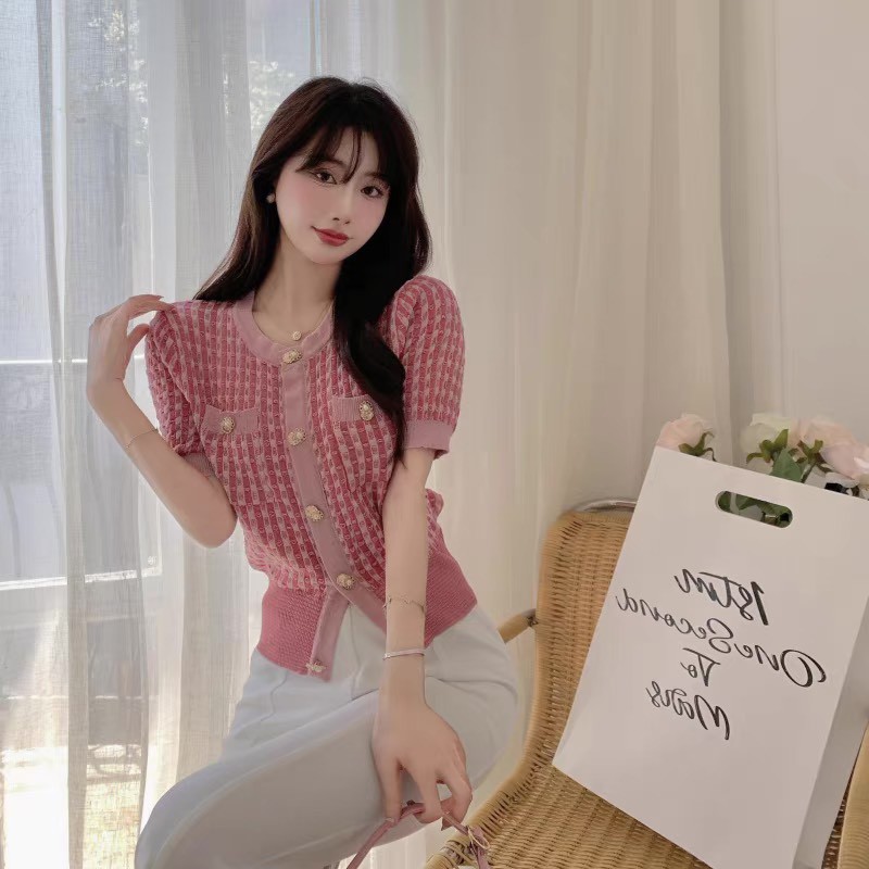 Áo Len Cộc Tay Mongtoghi Chanel Hồng Siêu Hot Hàng Quảng Châu Cao Cấp Full Tag Mác | BigBuy360 - bigbuy360.vn