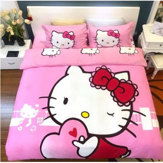 Bộ ga gối poly Hello kitty cầu vồng (KHÔNG CÓ VỎ GỐI NẰM)