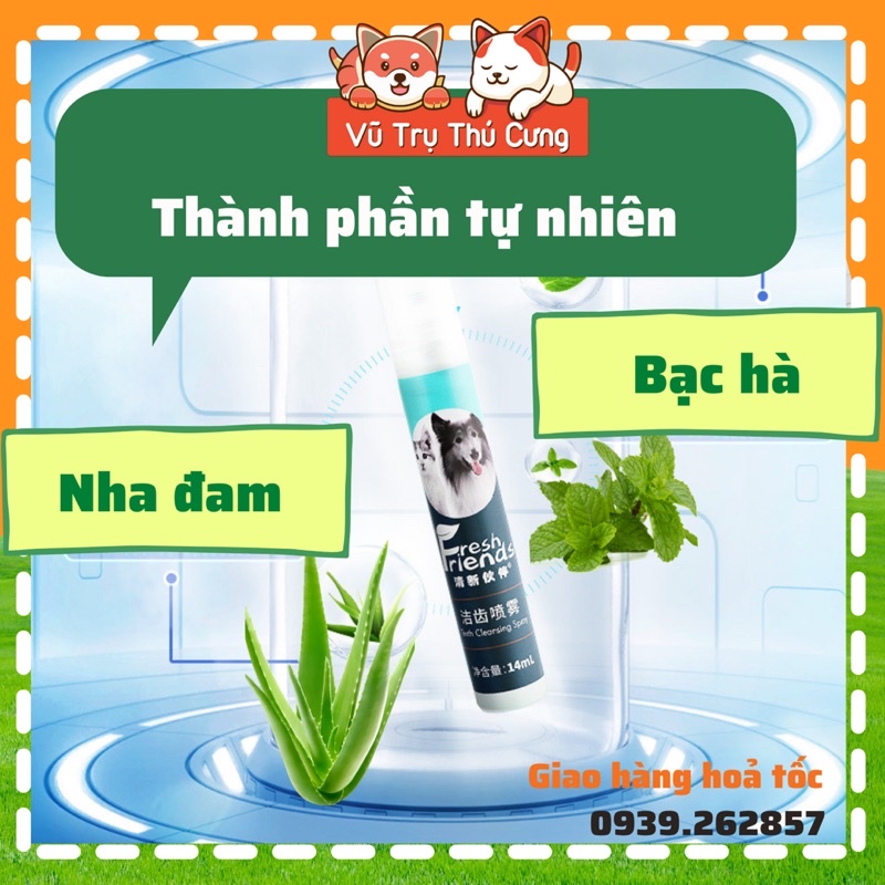 Xịt thơm miệng cho Chó mèo, dung dịch xịt khử mùi hôi miệng chó mèo 14ml