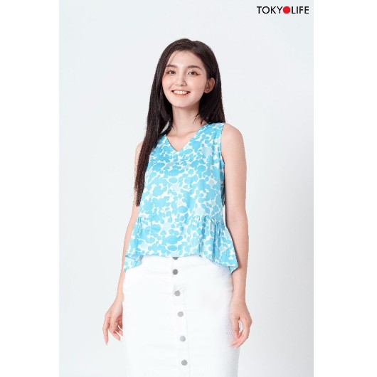 [Mã WABRSWK giảm 10% đơn 250K] Áo sơ mi Nữ TOKYOLIFE cổ tim sát nách gấu xòe I9SHI515I