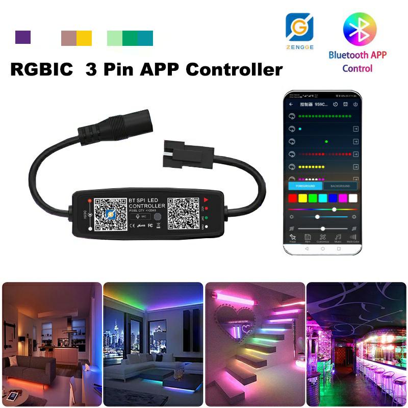 Bộ điều khiển đèn Led dây WS2811 WS2812 qua App BT SPI thiết lập pixel càm biến âm thanh