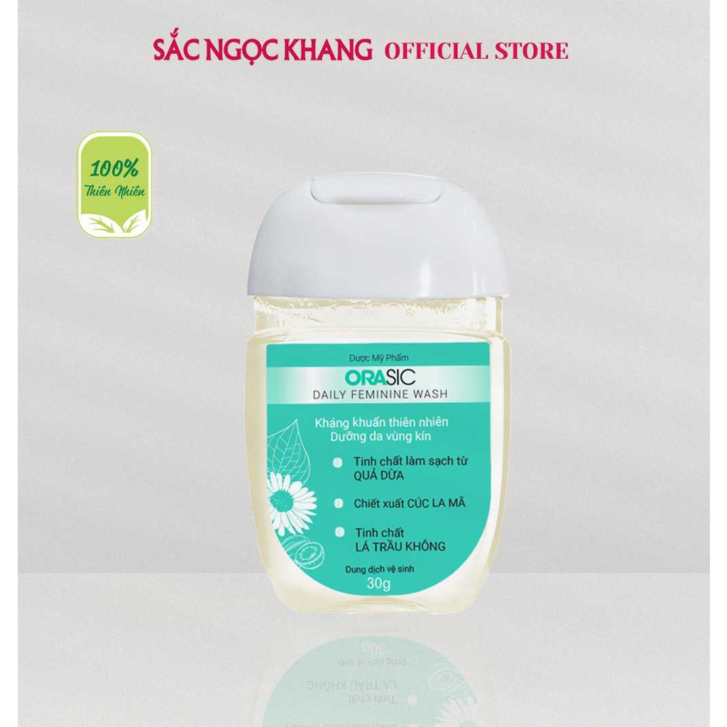 [Size du lịch] Dung dịch vệ sinh phụ nữ Orasic SẮC NGỌC KHANG 30ml chiết suất từ thiên nhiên giúp làm sạch và khử mùi