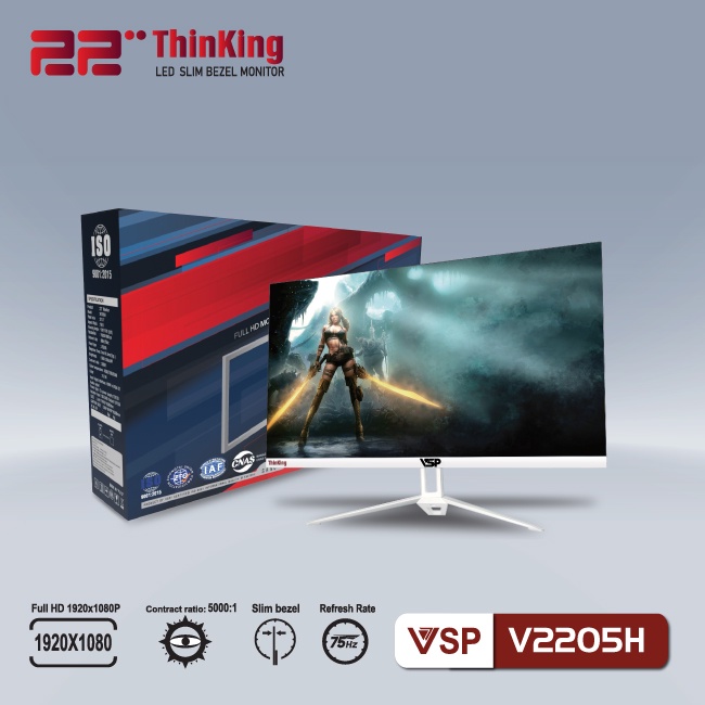 Màn hình VSP V2205H 22inch (21.45" VA FHD 75Hz, HDMI+VGA+Audio 3.5) Chính hãng phân phối | BigBuy360 - bigbuy360.vn