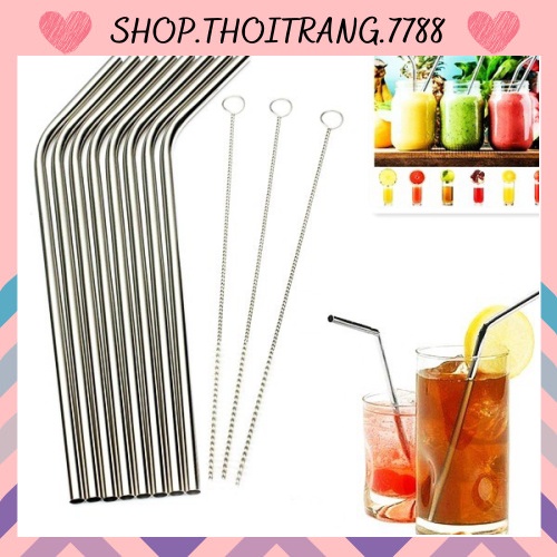 Set 2 ống hút inox kèm cọ rửa thân thiện môi trường