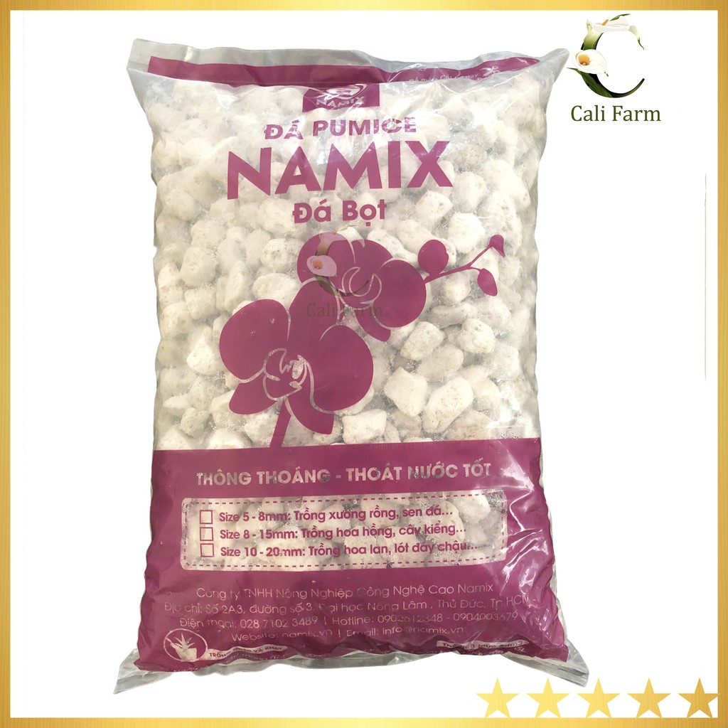 Đá Pumice đá bọt Namix Size 10-20mm gói 5dm3 (khoảng 2,5 kg) - Trồng hoa lan, lót đáy chậu