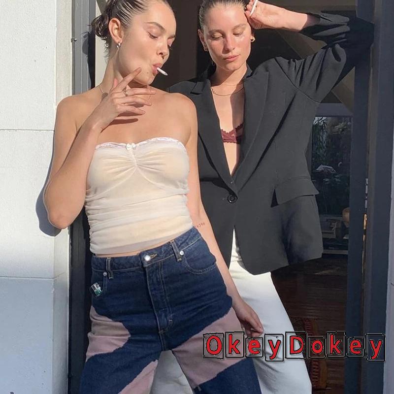 Áo không tay phối ren nơ màu trơn thời trang quyến rũ cho nữ