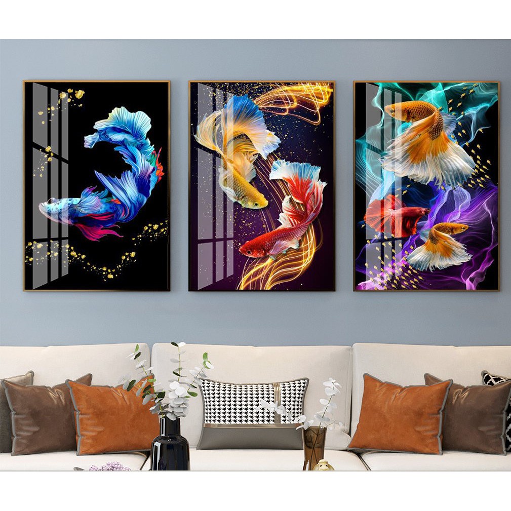 TRANH BỘ 3 TREO TƯỜNG CỠ ĐẠI (30 x 40cm x3 bức) - HƯƠU TÀI VƯỢN - GIÁ RẺ - MELYHOME- TB31009FGC5