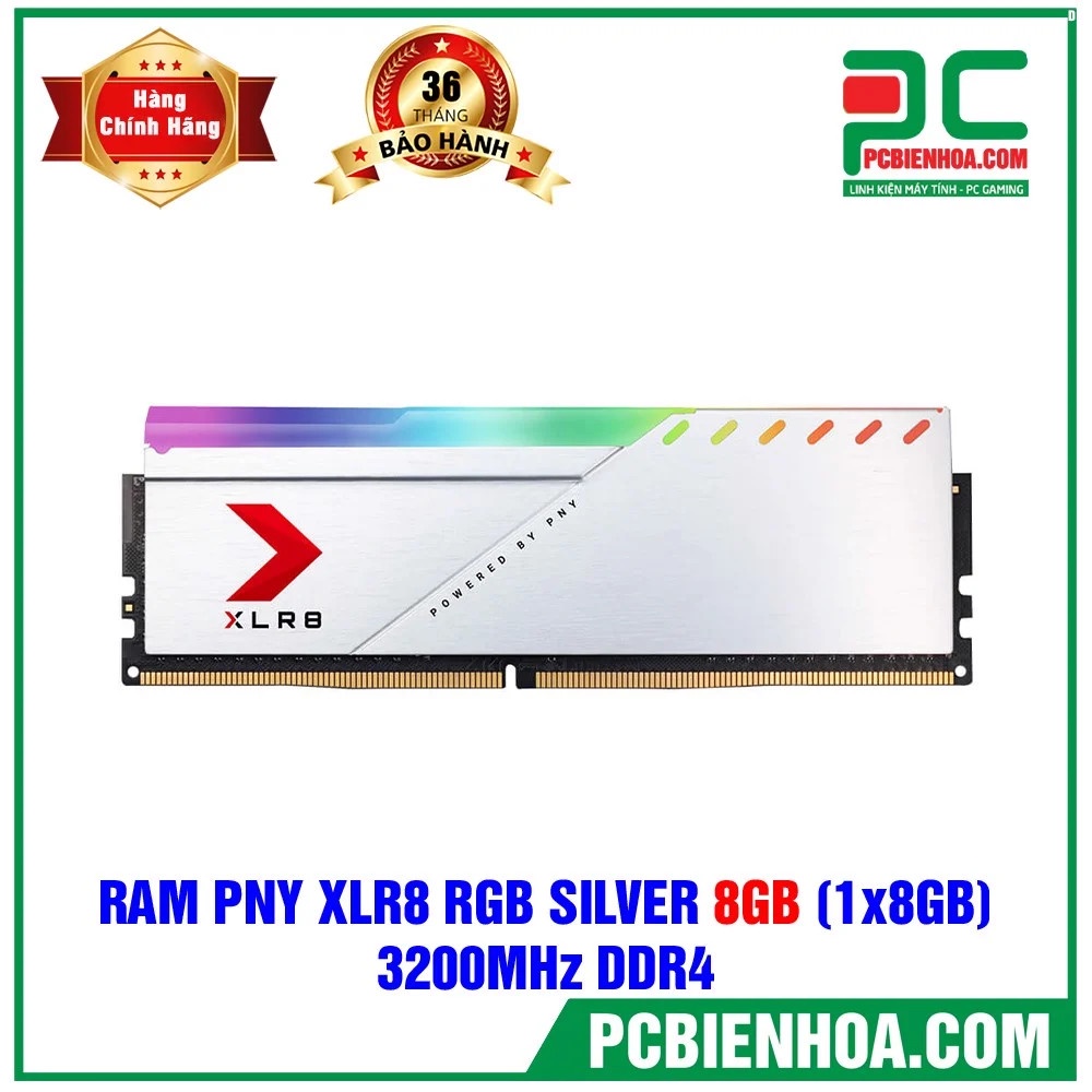 RAM MÁY TÍNH PNY XLR8 RGB SILVER 8GB (1X8GB) 3200MHZ DDR4- Hàng chính hãng