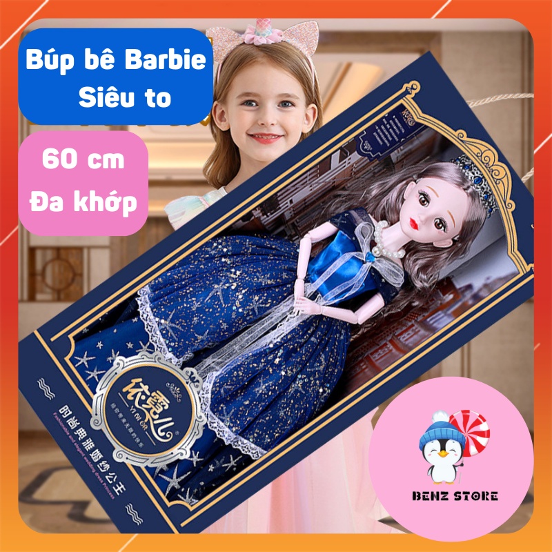 Đồ chơi cho bé gái búp bê barbie 60cm có khớp công chúa siêu xinh cute BENZSTORE BB01