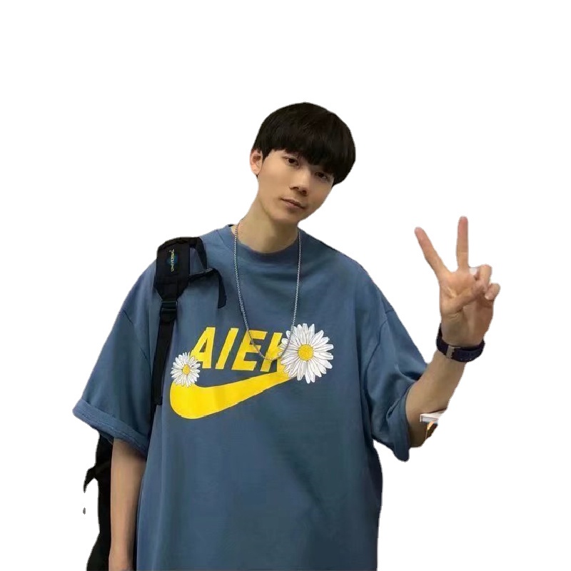 Áo Thun Tay Ngắn Dáng Rộng In Hình Biểu Tượng Cảm Xúc Kiểu Hip-Hop Đường Phố Nhật Bản Cá Tính Cho Nam