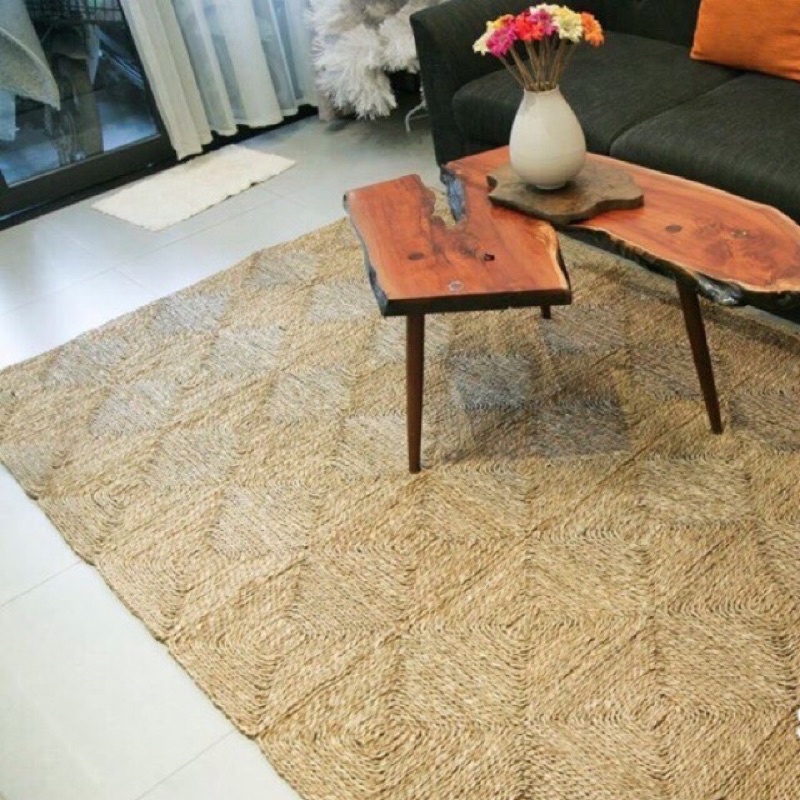 Thảm cói lót sàn hình chử nhật trang trí