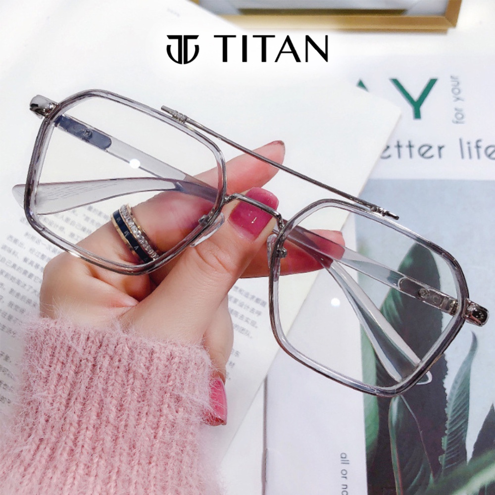Kính nam nữ Iron Man trắng đen mắt cận gọng vuông, kính thời trang có thể thay được mắt kính râm mát Titan Shop