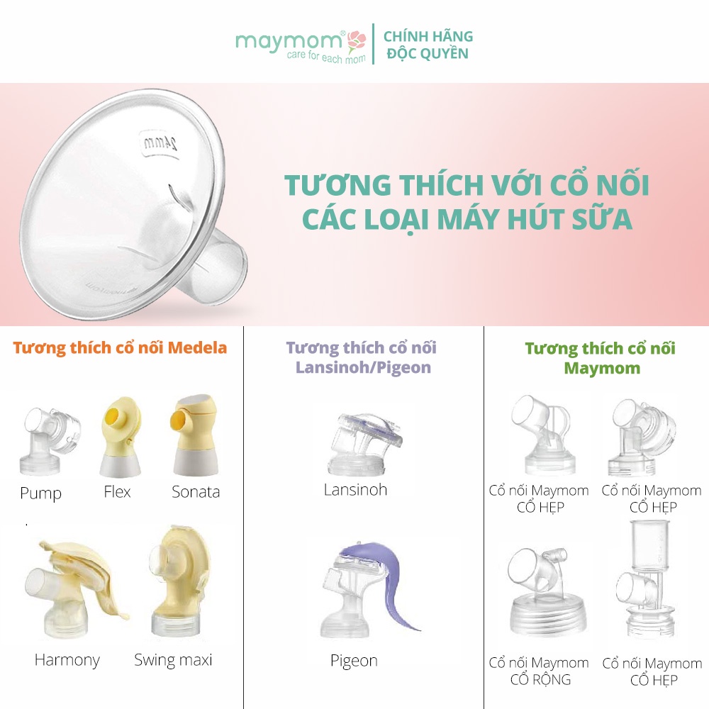 Phễu hút sữa Maymom chính hãng, phụ kiện thay thế dùng cho máy hút sữa Medela, Fatz, Avent, Spectra, Unimom