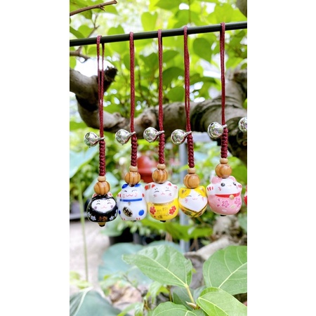 Dây treo điện thoại, móc khoá Mèo sứ may mắn phong cách Nhật Bản