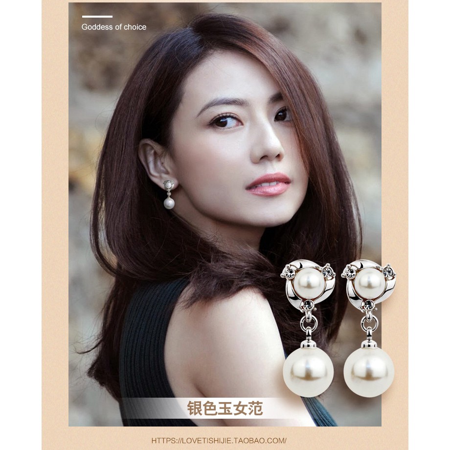 Đôi Khuyên Tai Mạ Bạc Đính Ngọc Trai Xinh Xắn