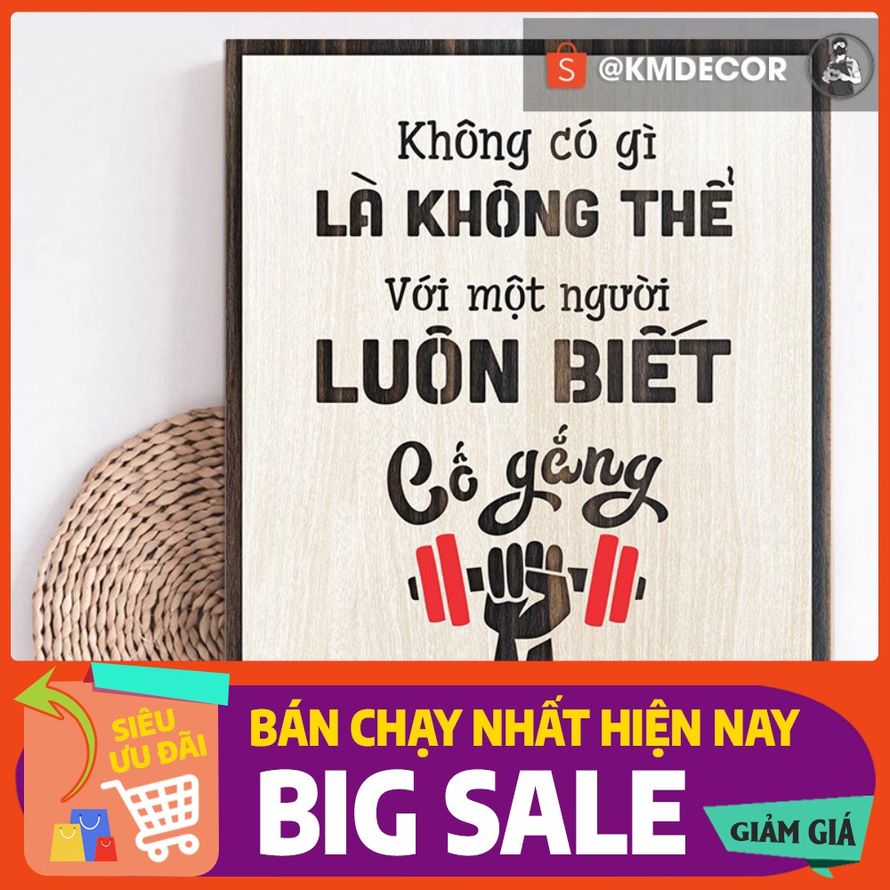Tranh tạo động lực - mẫu câu "không có gì là không thể với một người luôn biết cố gắng"