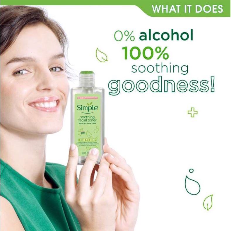 Nước Hoa Hồng Simple Cân Bằng Da Dịu Nhẹ Kind To Skin Soothing Facial Toner 200ml Pro-Vitamin B5 phục hồi
