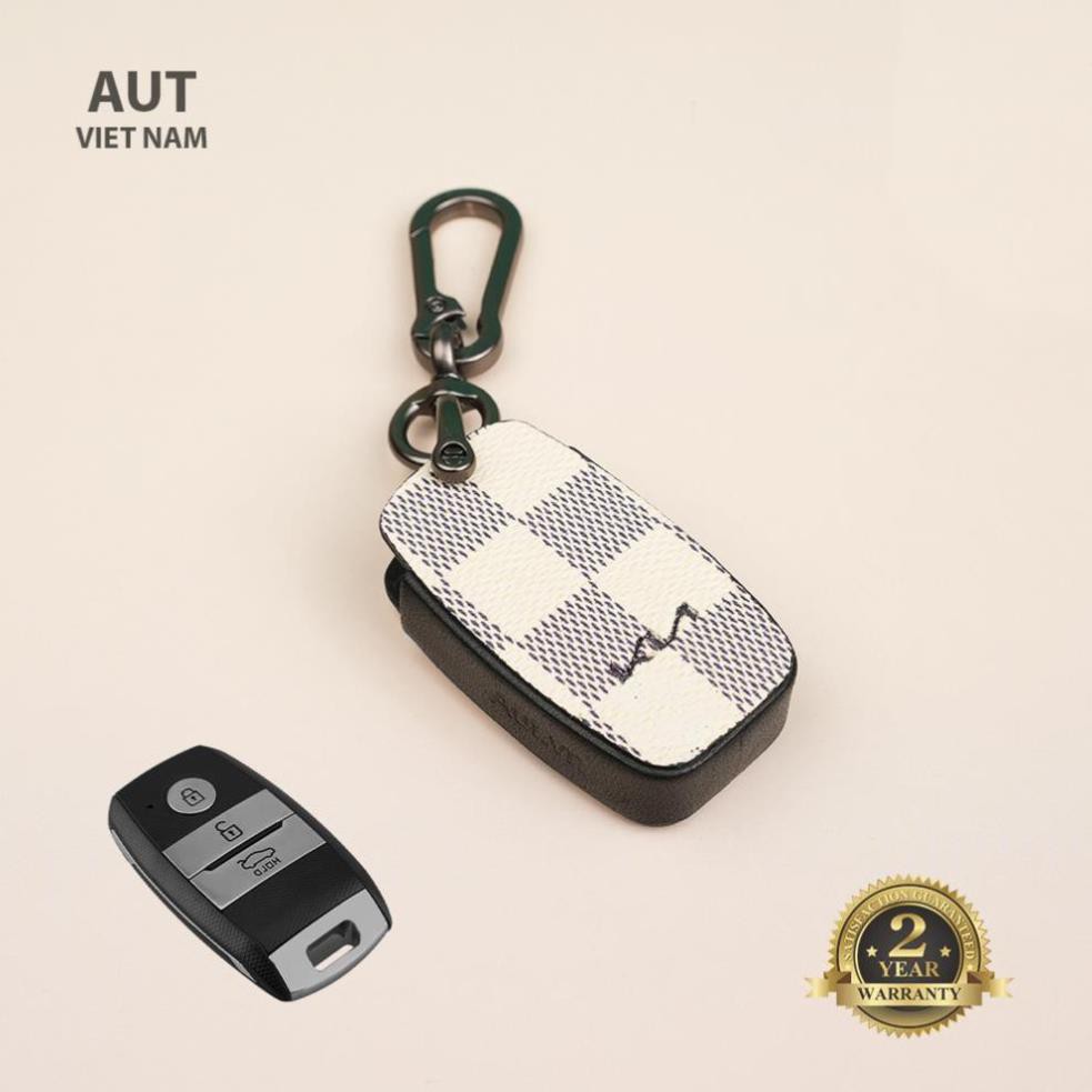 Bao da chìa khóa Smartkey Kia 3 nút da Canvas L.V xẻ túi ( Kia Mor, Seltos, Soluto,Rio,Cerato,Optima,Rondo, Sorento)