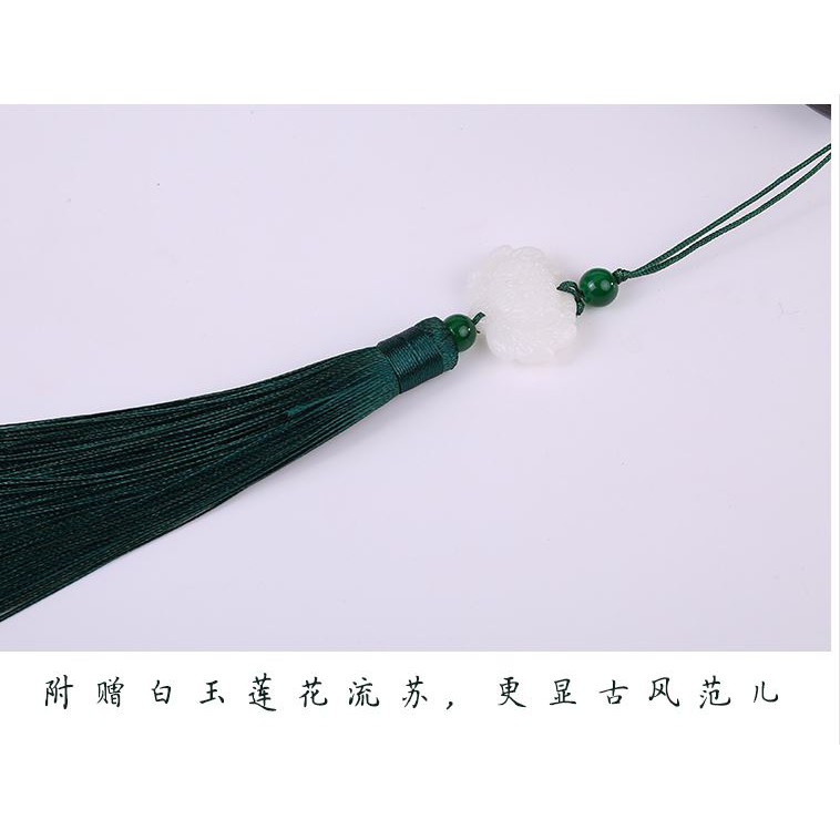 Quạt ngọc thanh côn luân phiến bản lụa kèm hộp quạt tam sinh tam thế đồ cổ trang trung quốc cổ phong cổ đại