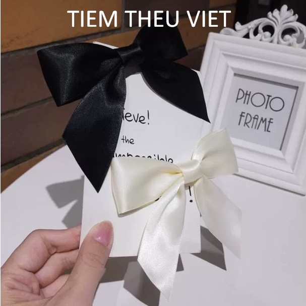 Kẹp Tóc Nơ Ruy Băng Tiệm Thêu Việt Phong Cách Đơn Giản