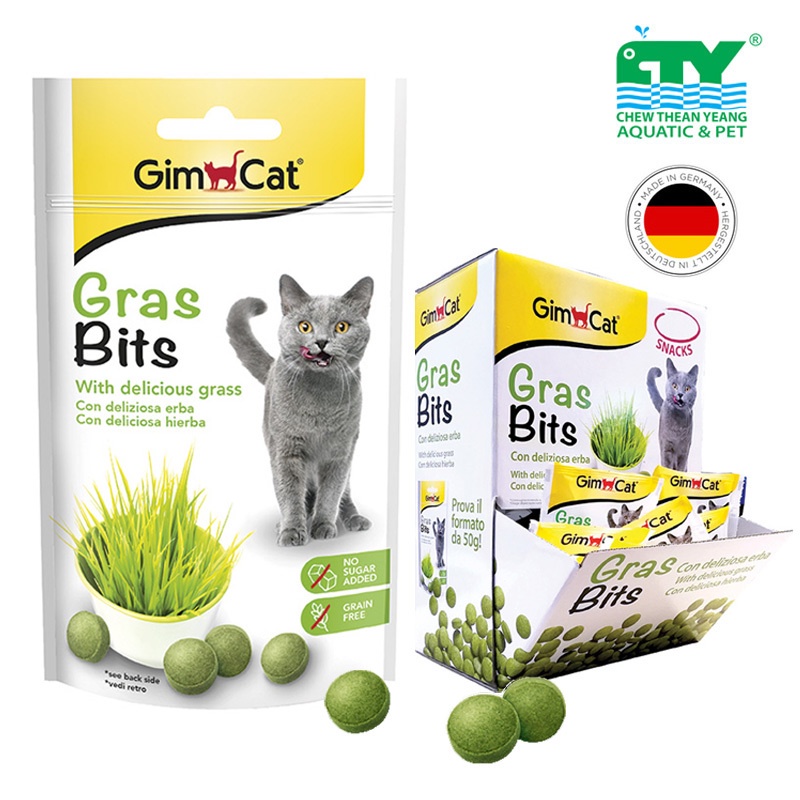 Viên cỏ mèo Gimcat Gras Bits tiêu búi lông, hỗ trợ tiêu hóa và bổ sung chất xơ cho mèo