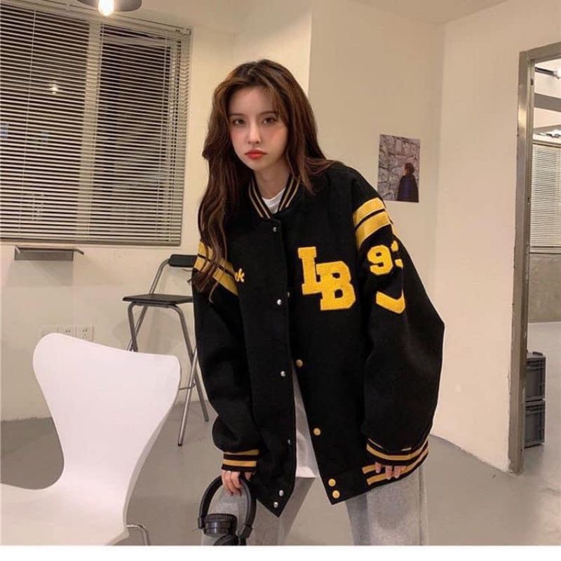Áo Khoác Nữ, Áo Bomber Nữ Thêu Chữ LB Form Rộng Hot Trend | BigBuy360 - bigbuy360.vn