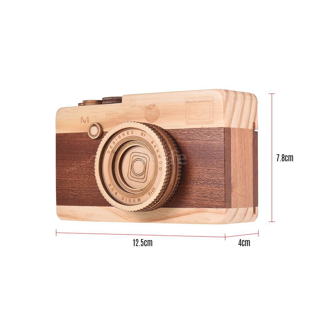 Hộp nhạc bằng gỗ hình máy ảnh độc đáo