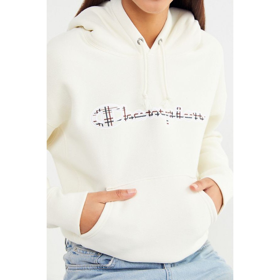Áo hoodie nỉ Champion UO Plaid Script Hoodie 102018  550093