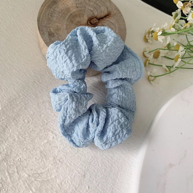 Dây buộc tóc Scrunchies, Scrunchies vải nhăn màu Pastel xinh xắn phong cách nhẹ nhàng - S03