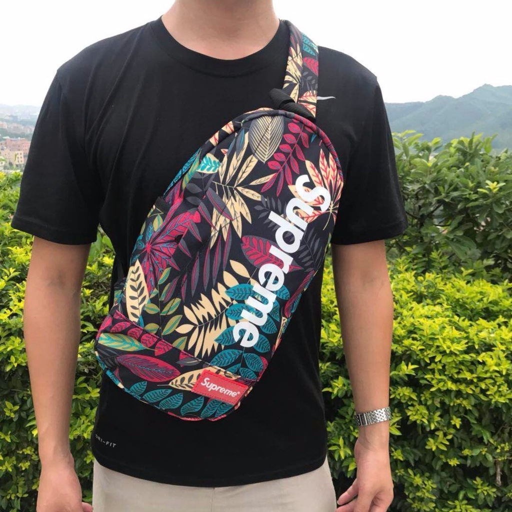 Túi Đeo Chéo Ngực Vải canvas In Chữ Supreme Đa Năng Thời Trang Cho Học Sinh
