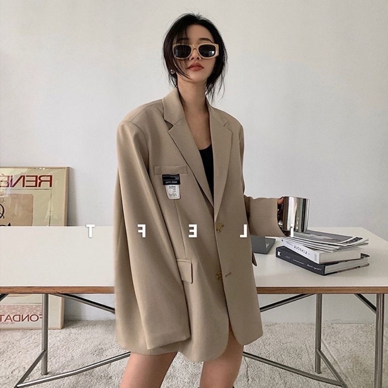 FREESHIP ÁO BRAZER FORM THỤNG THÊU NGƯNC ULLAZANG