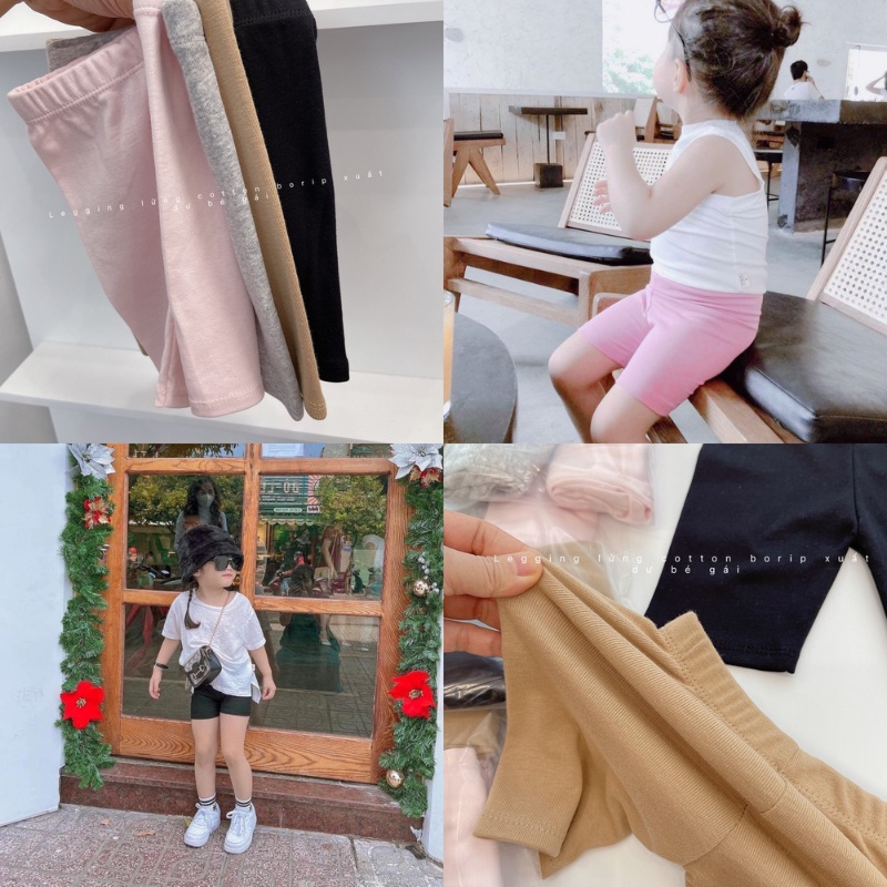 Quần legging bé gái, quần đùi xuất dư cho bé chất cotton co giãn 4 chiều màu sắc Vintage Mẹ Bắp Shop size từ 8 đến 18kg