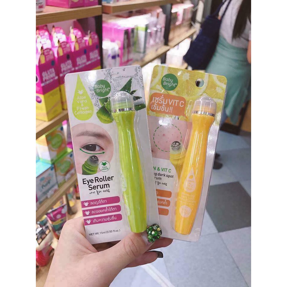 Bút lăn mắt lô hội và collagen tươi Baby Bright Aloe Vera & Fresh Collagen Eye Roller Serum 15ml