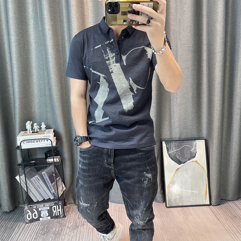 Áo Thun Polo Ngắn Tay Vải Lanh Cotton Ôm Dáng Thiết Kế Trẻ Trung Cho Nam