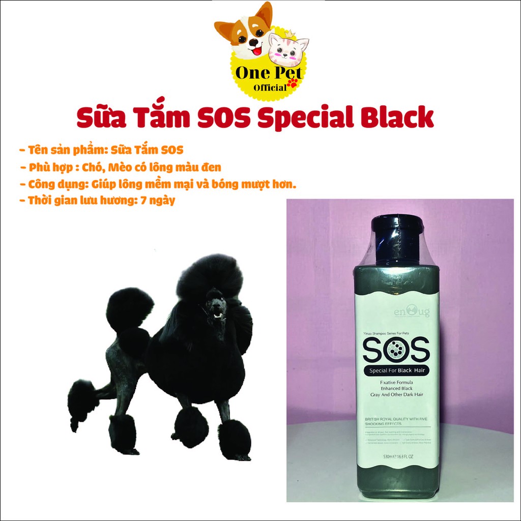 Sữa tắm cho Chó Mèo SOS 530ml, Sữa tắm giữ màu lông, lưu hương lâu, phục hồi da tổn thương đặc trị ve rận - One Pet Shop
