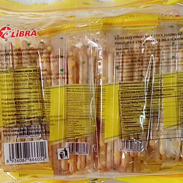 Bánh Quy Sữa PinGo Milk Sticks LiBRA Túi 414g (12 gói nhỏ x 34,5g/ gói)