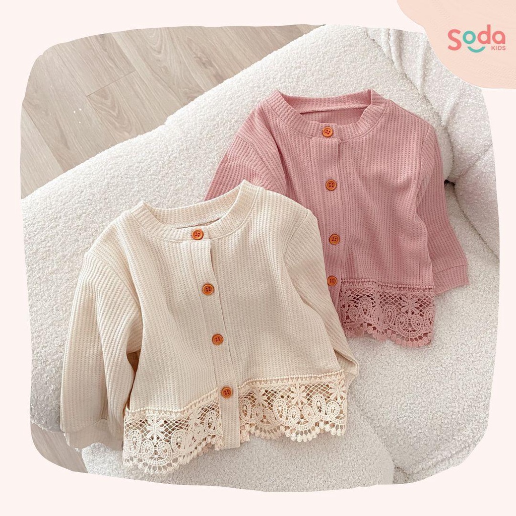 Áo khoác cardigan cho bé gái SODA KIDS phối ren phong cách Hàn Quốc ( nhiều màu )