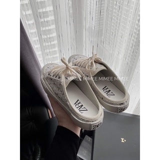 Giày sục vải dạ tweed mimee